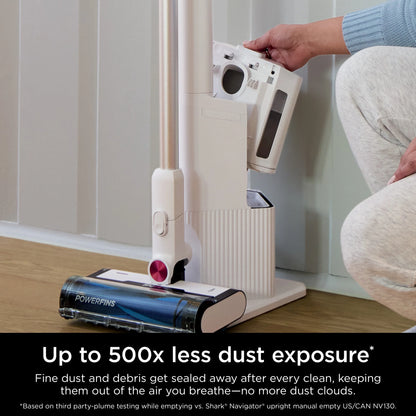 Shark Clean & Empty Cordless Stick Vacuum, Carpet and Hardfloors, Auto Empty Base, Self Cleaning Brushroll, HEPA Filter, BU3120 White