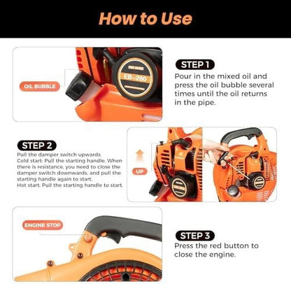 Handheld Gas Blower, 2-Stroke Gas Powered Leaf Blower, 750W 25.4cc Gasoline Grass Sweeper for Lawn Care, Snow Blowing & Yard Cleaning, Heavy Duty Grassland Cleaning Machine