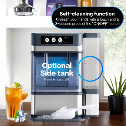 TEKAMON Nugget Ice Maker Countertop, 41lbs/24H, Soft Chewable Pellet Touchscreen Ice Maker with Self-Cleaning Function for Kitchens, Offices, Home