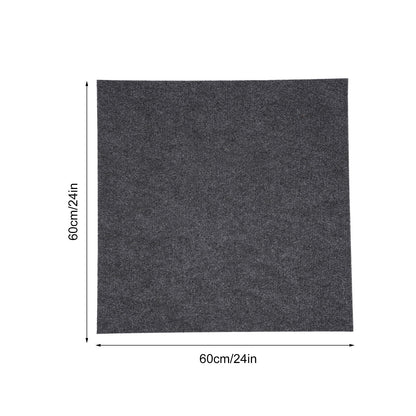 Dark Grey Carpet Tiles 24x24in, Low-Maintenance Polyester Fiber, Self-Adhesive 15-Pcs Set with Effortless Cleaning, Suitable for Hotels & Warehouses