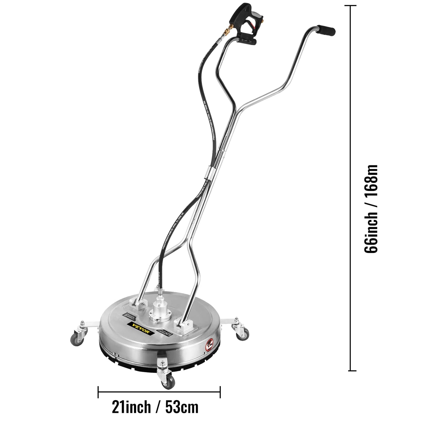 VEVOR 21" Surface Cleaner Pressure Flat Surface Cleaning 4000 PSI Max Working Pressure Flat Surface Cleaner Stainless Steel Rotating Surface Cleaner with 3 Nozzle Front Spray Bar