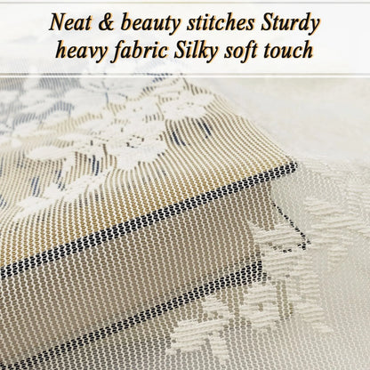 Howarmer Beige Sheer Valance 54 x 35 Inch Embroidered Lace Valance Curtains Living Room Bedroom Rod Pocket Voile Drapes, Elegant Home Decor Window Treatments, 1 Panel