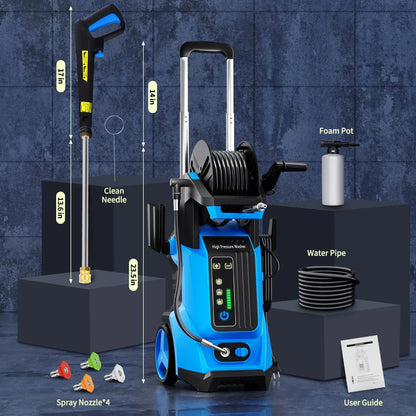 SUGIFT Electric Pressure Washer 4500PSI-Max 3.2GPM with Touch Screen Adjustable Pressure and 5 Nozzles Power Washer Cleaning for Patio,Blue