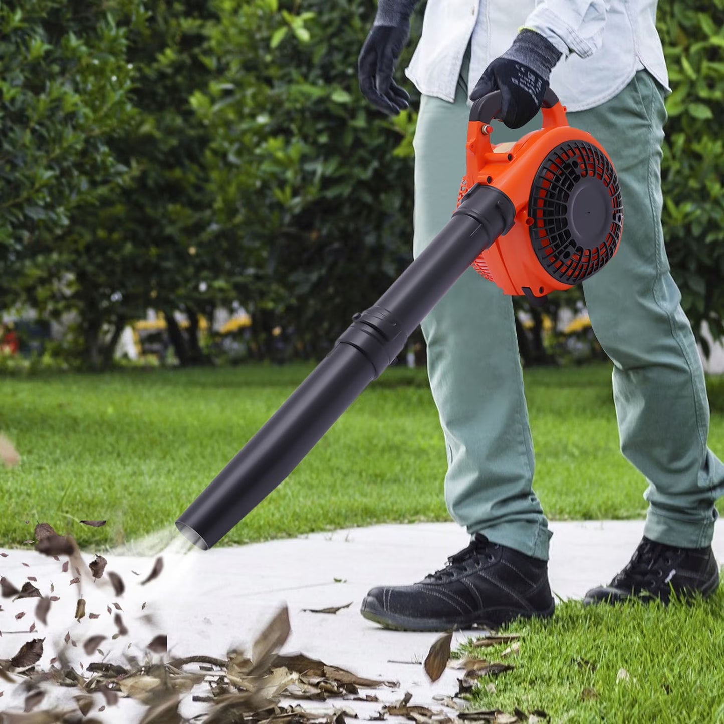 2 Stroke Hand Held Leaf Blower Handheld Gas Powered Cleaning 25.4CC Leaf Sweeper