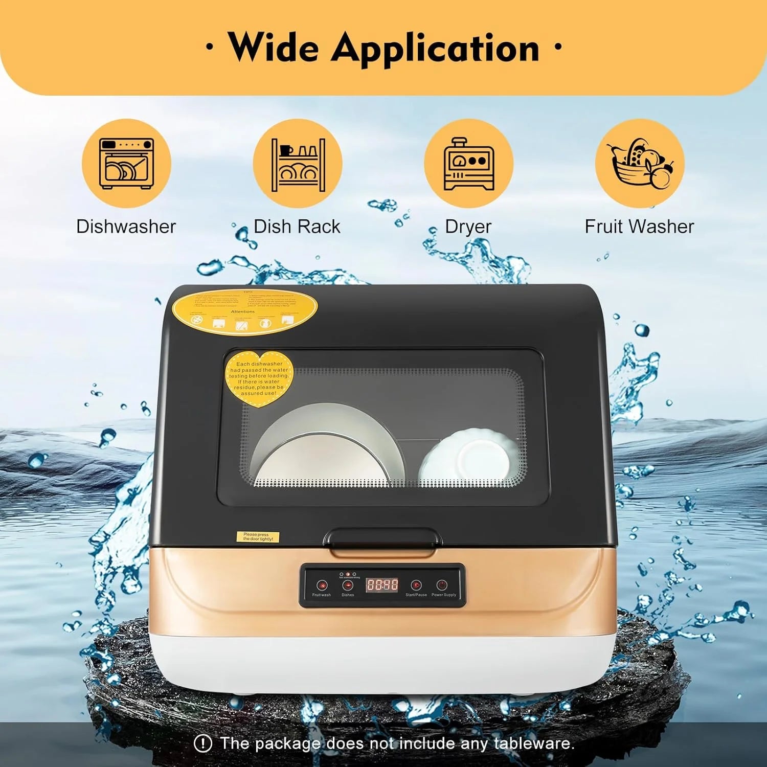 1200W Kitchen Countertop Dishwasher, Portable Mini Dishwashe 360�� Streak-Free Deep Cleaning, 4 Washing Programs Automatic Dish Washing Machine for Home, Apartment, Black