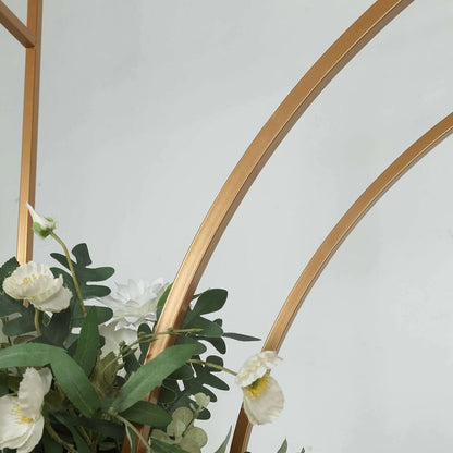 BalsaCircle 7 feet Gold Metal Wedding Arch in Arc de Triomphe Style Party Events Home Decorations Supplies