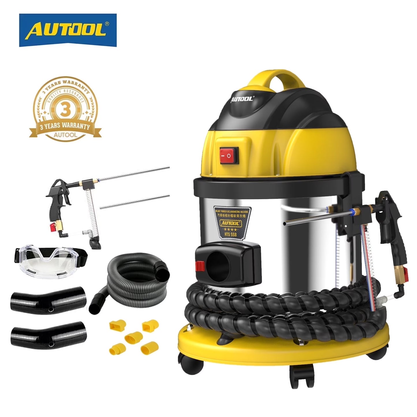 AUTOOL HTS558 Walnut Sand Carbon Deposition Clean Machine Walnut Shell Media Powder Sandblasting Machine Automotive Engine Intake Pipe Valve De-Carbon Cleaning Machine for Rust Grime Paint Removing