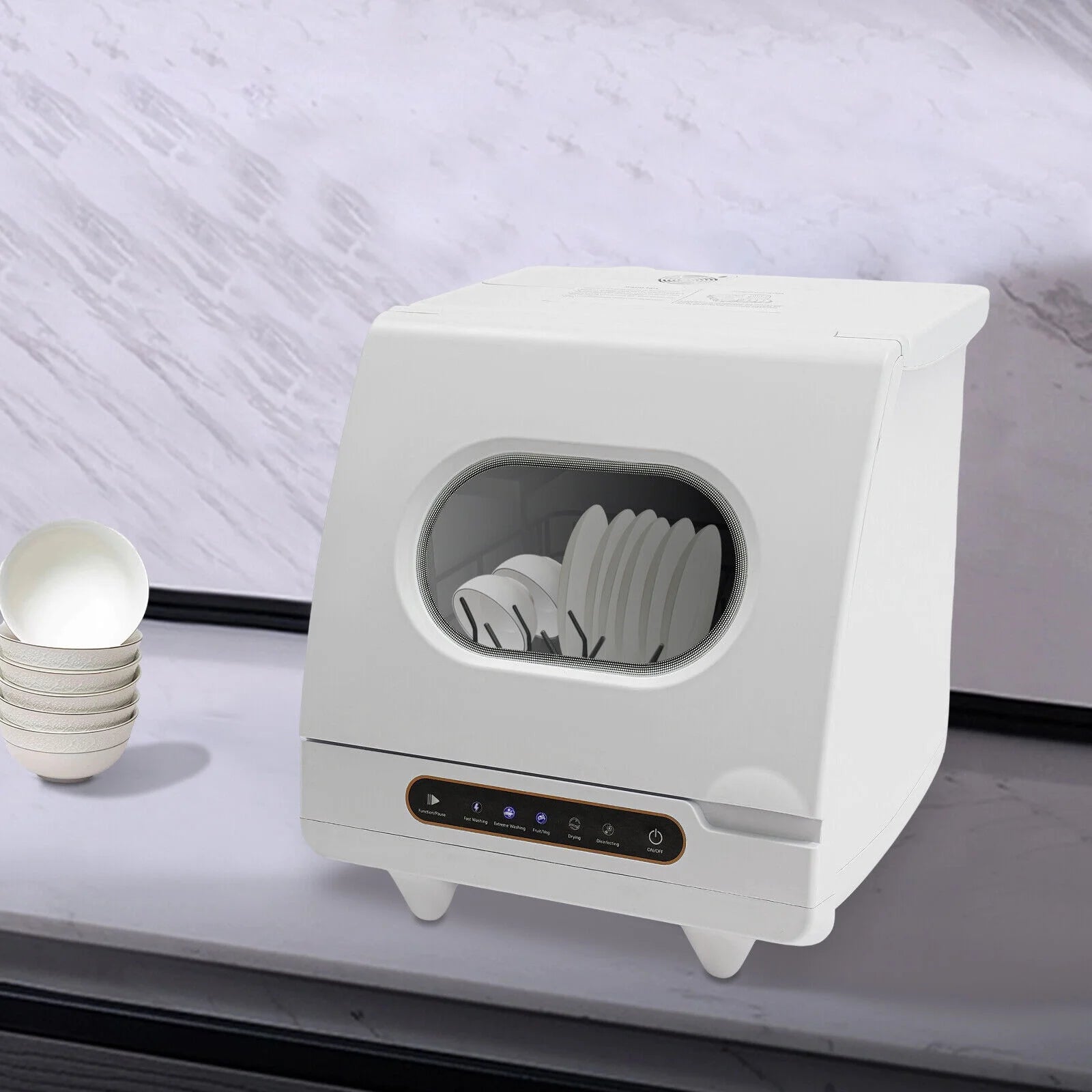 1200W mini Portable Countertop Dishwasher 360�� Rotating Deep Cleaning Dishwasher