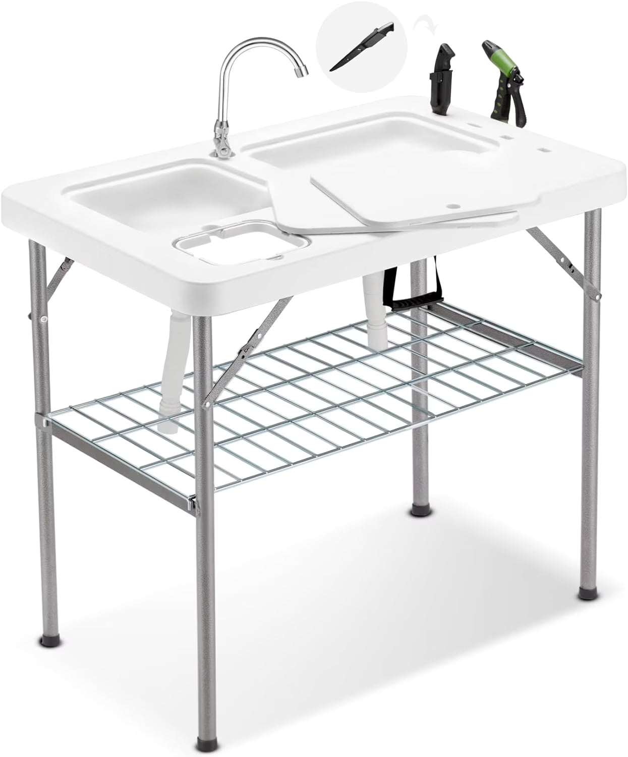 Ktaxon Portable Folding Table Fish Fillet Hunting Cleaning Cutting Camping Picnic with Sink Faucet