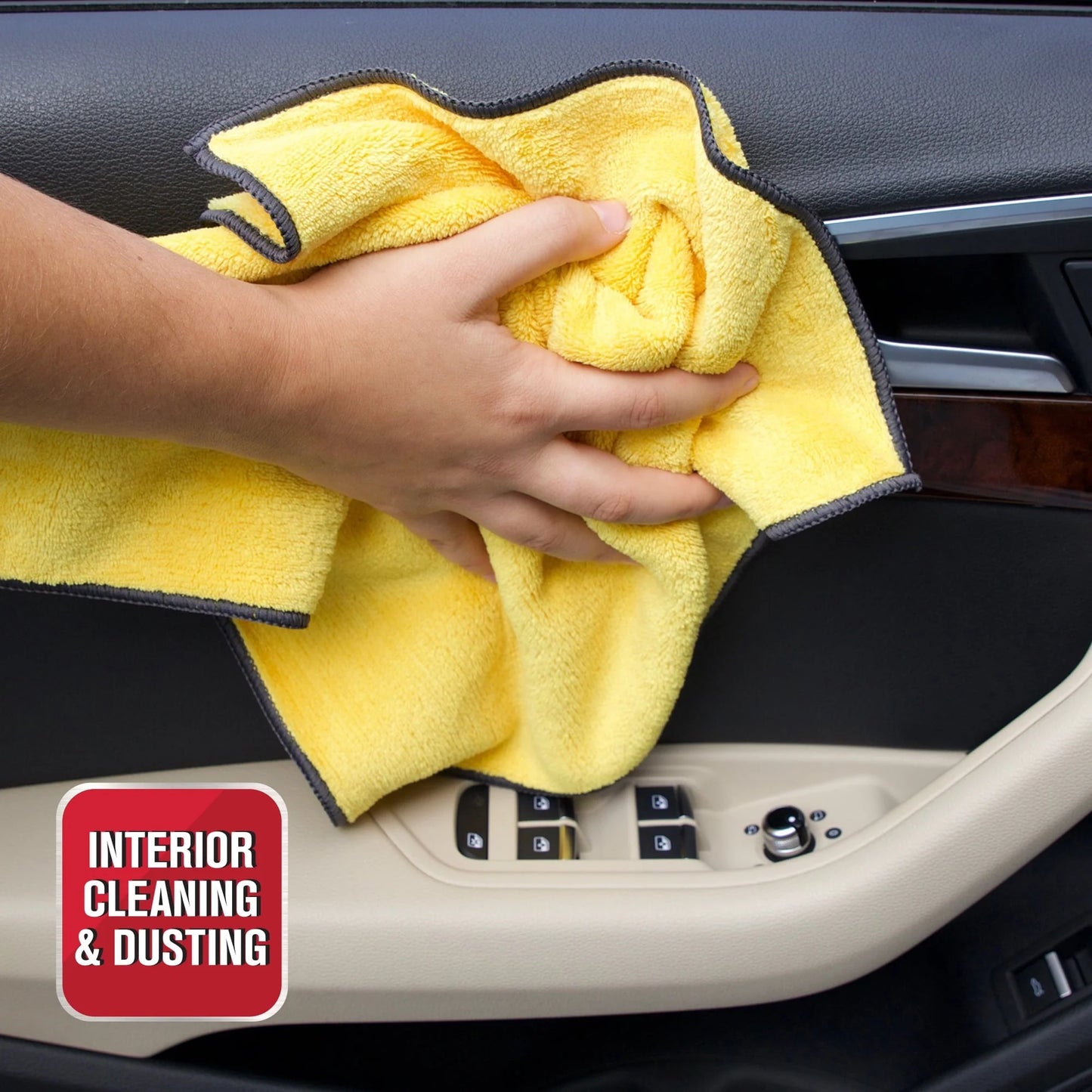 Auto Drive Coral Fleece Multi-Purpose Microfiber Towel, Cleaning, Detailing, 24 Pack, Blue & Yellow