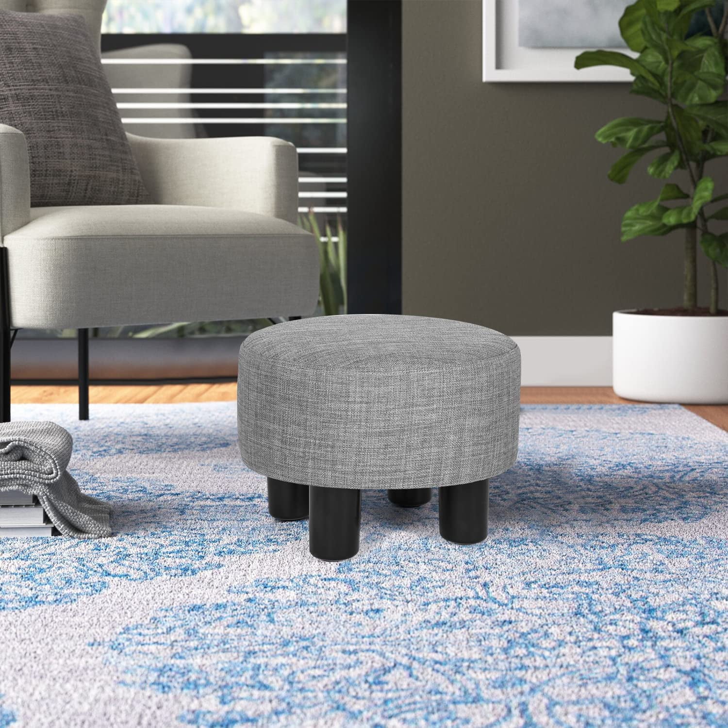 Homebeez Round Footstool Small Upholstered Ottoman Sofa Footrest Stool Padded Seat for Living Room Bedroom Entrance Home Decor