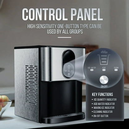 Auseo Soft Chewable Nugget Ice Maker Countertop, 44lbs /24H, Self-Cleaning, One-Button Operation, Home/Kitchen/Office/Party, Silver