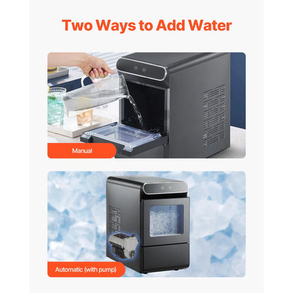KFFKFF Nugget Ice Maker Countertop Portable Countertop Ice Maker 37lbs/24H Self-Cleaning with Ice Scoop & Drip Tray