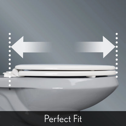 Mayfair Marion Slow Close Elongated Enameled Wood Toilet Seat in White Adjustable, Never Looosens and Removes for Easy Cleaning