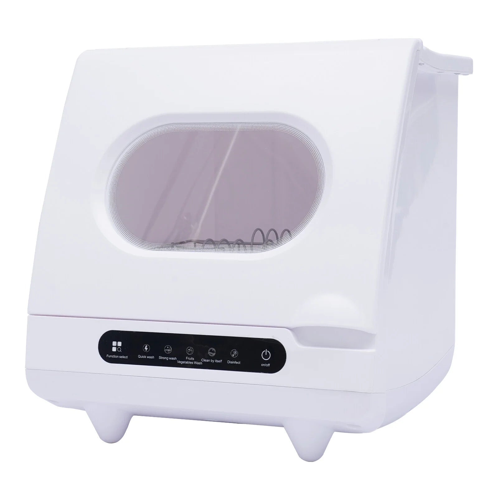 White 800W Dishwasher for Cleaning Vegetables and Fruits 15.6*15.4*16.9in Wash 6 Sets of Tableware at Once