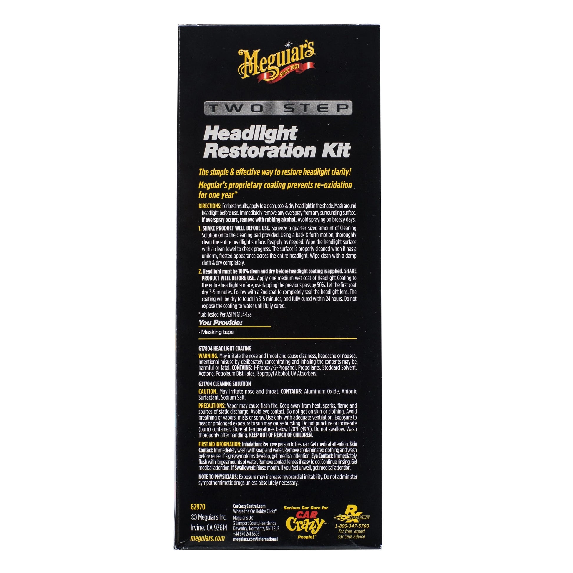 Meguiar's Two Step Headlight Restoration Kit, Clear �?Cleaning Solution, 4 Count (1 Pack)
