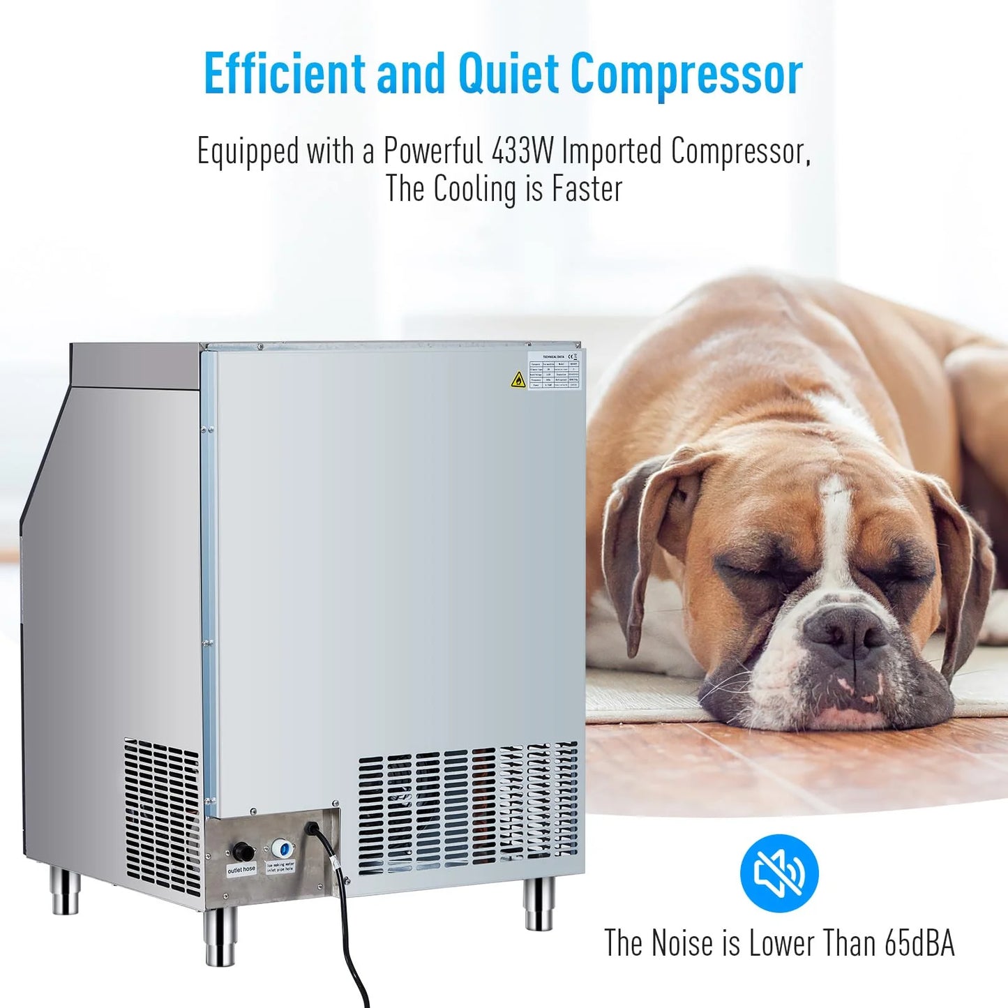 Commercial Ice Maker Machine.Stainless Steel Ice Maker,Industrial Ice Machine,260LBS/24H Stainless Steel Under Counter ice Machine,Ice Maker Self Cleaning for Bar Cafe Restaurant