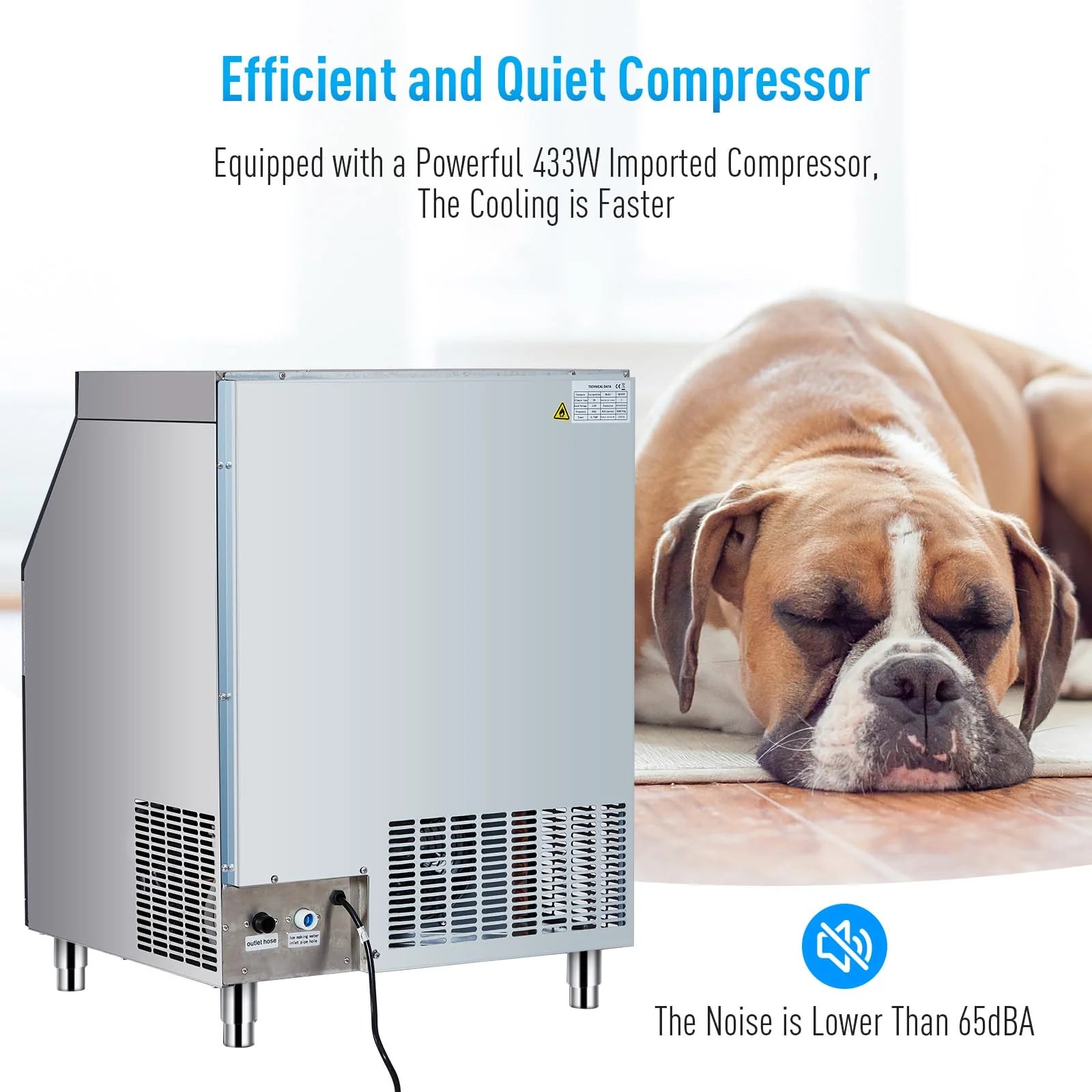 Commercial Ice Maker Machine.Stainless Steel Ice Maker,Industrial Ice Machine,260LBS/24H Stainless Steel Under Counter ice Machine,Ice Maker Self Cleaning for Bar Cafe Restaurant