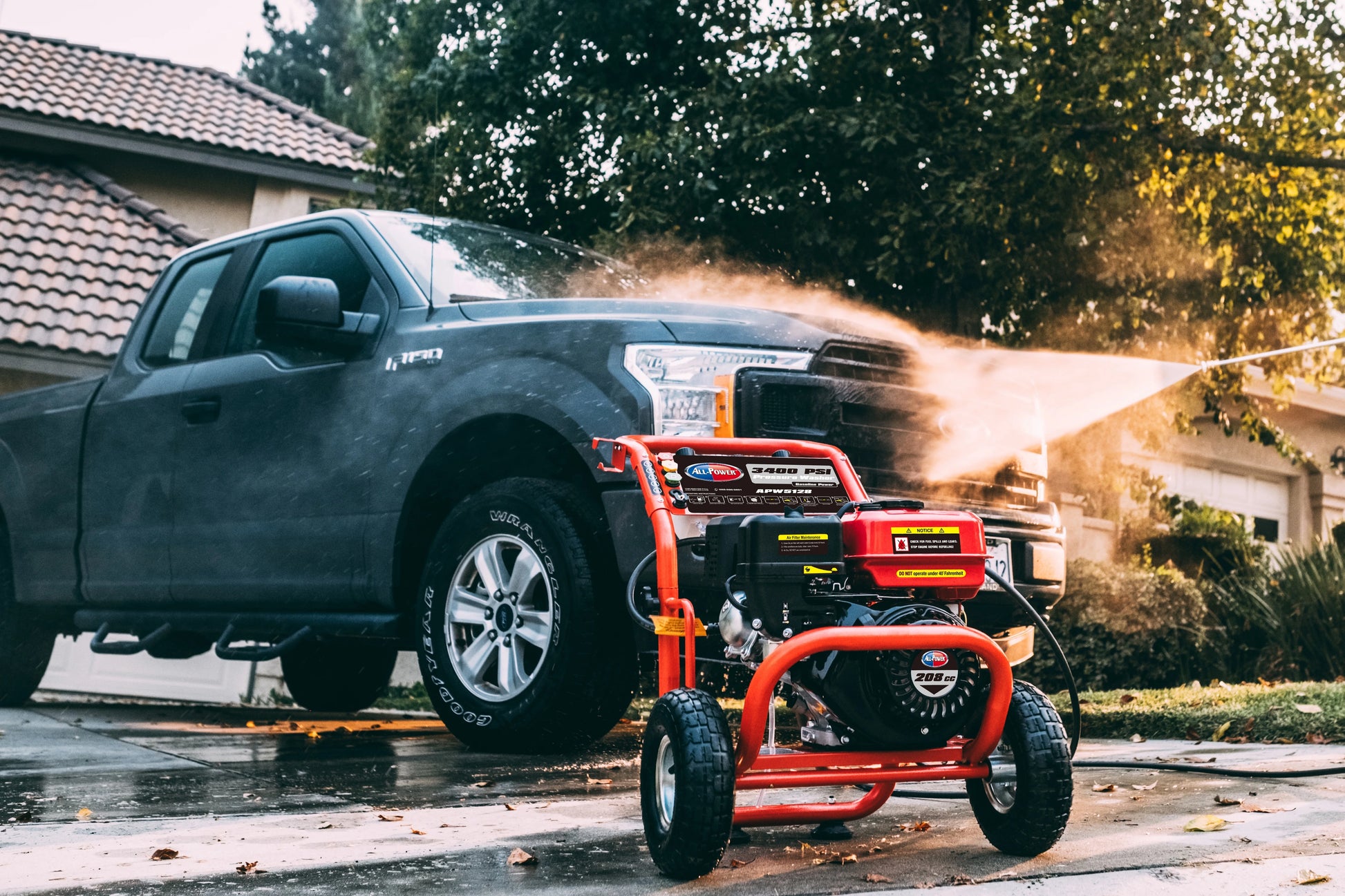 All Power 3400 PSI 2.6 GPM Gas Pressure Washer, 5 Adjustable Nozzles, 30 ft High Pressure Hose, Power Washer for Outdoor Cleaning, APW5128