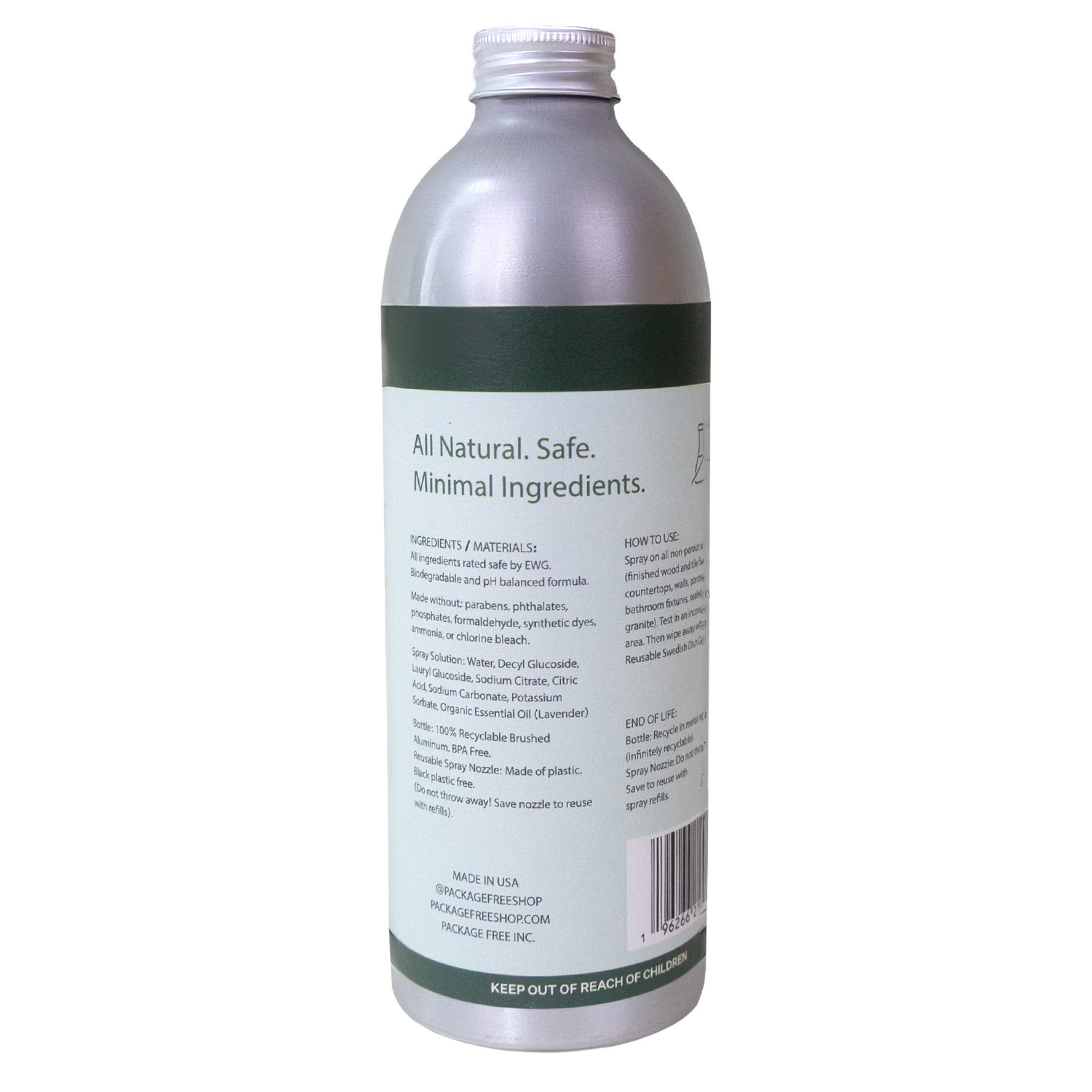 Package Free Multi-Purpose Cleaning Spray, Rosemary Eucalyptus, (1) 16 fl oz Spray + (3) 16 fl oz Refills