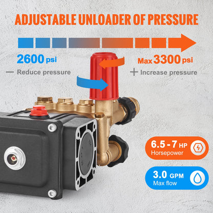 KFFKFF Pressure Cleaning Pump, Triplex Plunger with 3/4" Shaft, 3700 PSI, 2.5 GPM, Substitute Power Cleaning Pumps Set, Component Cleaning Pump, Fits Simpson MorFlex Models 40224, 40225, 40226