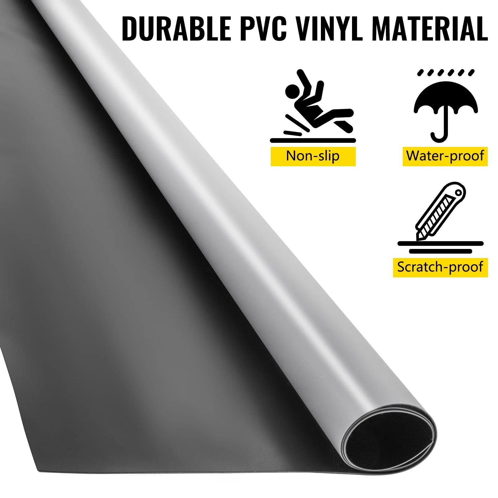 VEVORbrand Dance Floor Roll Portable 6.6 x 15.7 ft Practice Dance Floor 1.5mm Thickness PVC Dance Flooring Dance Floor Grey/Black Roll out Non-slide & Wearproof Dance Floor Easy Cleaning for Ballet