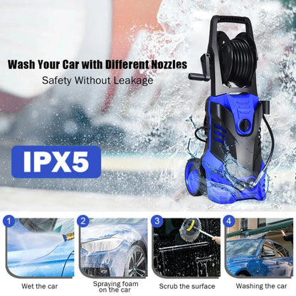 Electric Pressure Washer, 3800PSI 2.6 GPM Power Washer with 5 Quick Connect Nozzles, High Pressure Cleaning Machine with Foam Cannon for Cars, Fences, Patios, Decks, Patios and Driveway(Blue)