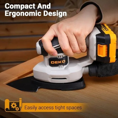 Cordless Detail Sander: Multi-Function Mouse Sander Electric Sander Tool Palm Sanders with Dust Collector, 3 Additional Attachments&12pcs Sandpapers for Home Decoration