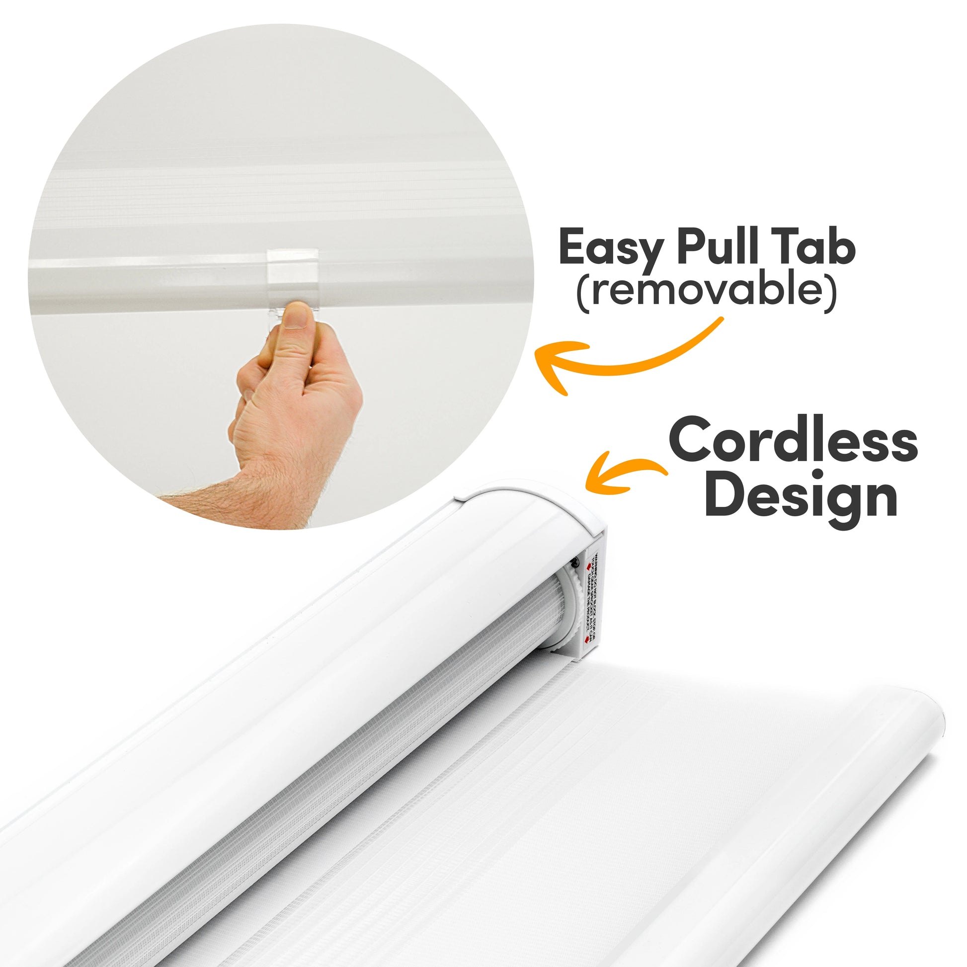 Zebra Cordless Window Blinds, Dual Layered Light Filtering Roller Shades, Easy Install Blinds, Indoor Home Decor, Pull-Down Shades for Windows, Light Control for Day & Night, White, 66"W X 72"H
