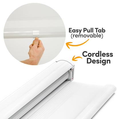 Zebra Cordless Window Blinds, Dual Layered Light Filtering Roller Shades, Easy Install Blinds, Indoor Home Decor, Pull-Down Shades for Windows, Light Control for Day & Night, White, 66"W X 72"H