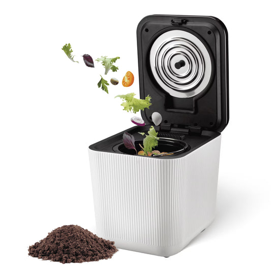 Home Zone Living 3 Liter White Kitchen Electric Composter Bin, with Auto- Cleaning Cycle