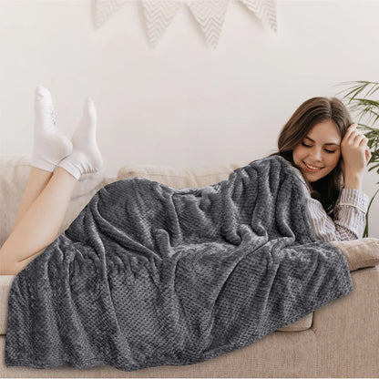 PAVILIA Waffle Fleece Throw Blanket for Couch Bed Dark Gray, Super Soft Fuzzy Cozy Blanket Sofa, Plush Warm Cute Decorative Home Decor Throw, Lightweight All Season, Charcoal Dark Grey, 50x60