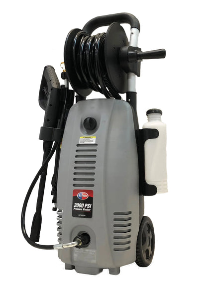 All Power 2000 PSI 1.6 GPM Electric Pressure Washer With Hose Reel for Buildings, Walkway, Vehicles and Outdoor Cleaning, Grey, APW5006