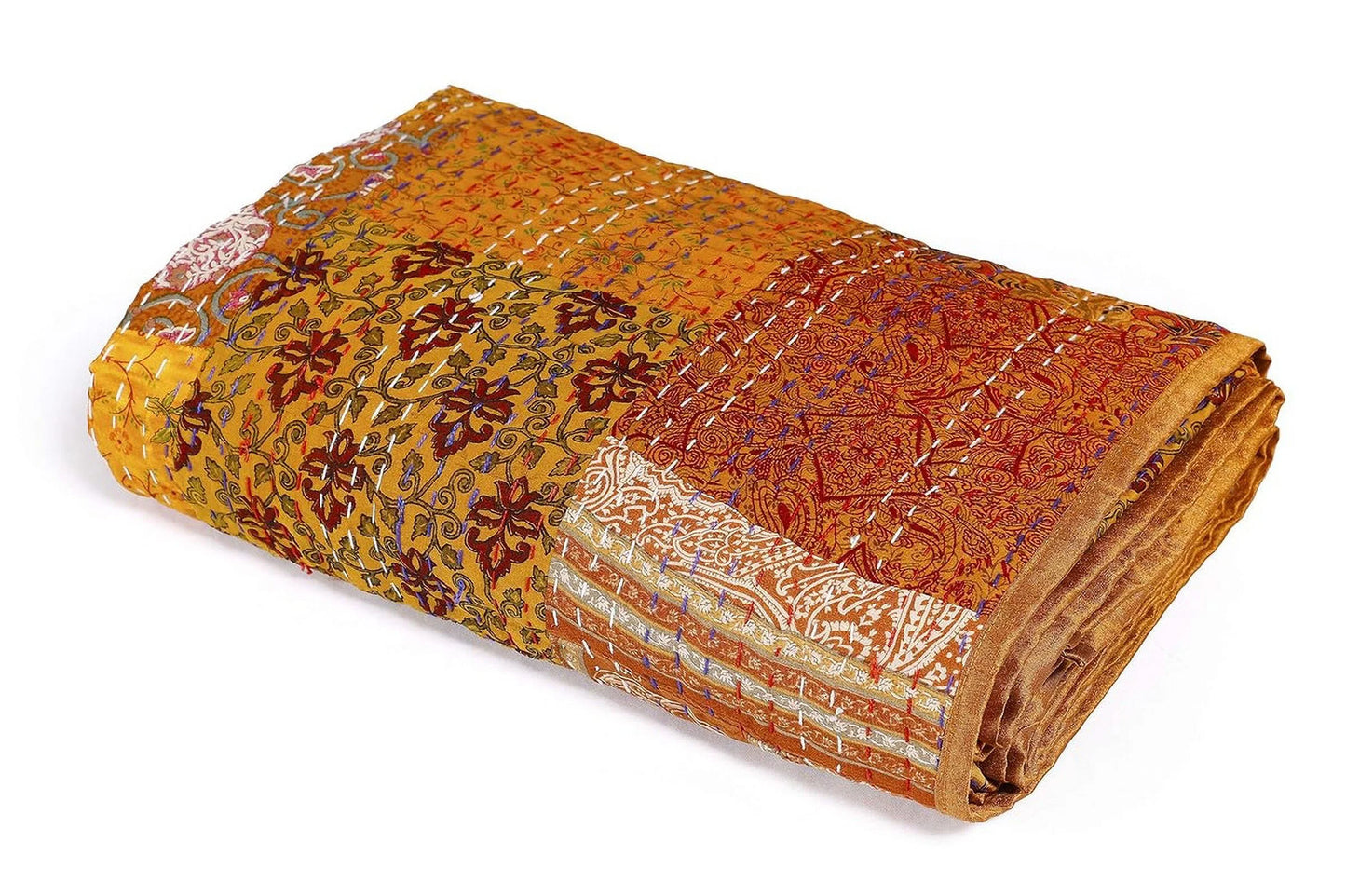 Handicraft Rajasthani Quilt Handmade Bed Cover Silk Bedsheet Home Decor Quilt