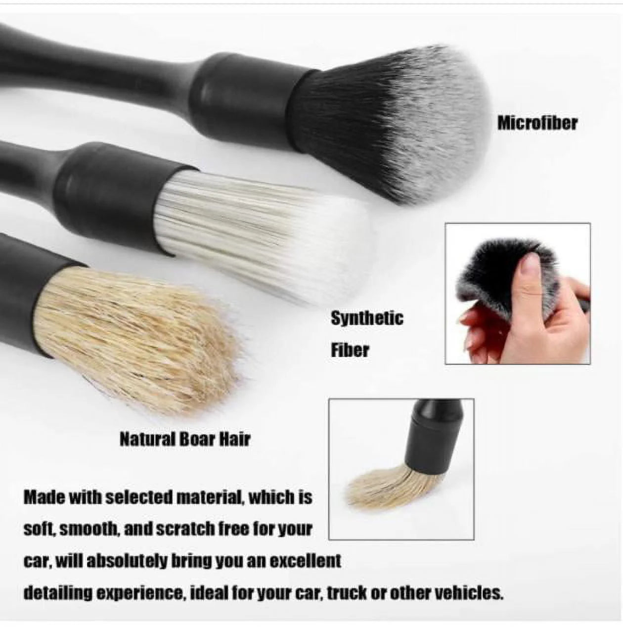 OBOSOE 7 PCS Car Detail Brush Set, Ultra-Soft Cleaning Tool Auto Detail Brushes Kit to Wash Vehicles Interior Exterior Trim Wheel Rim