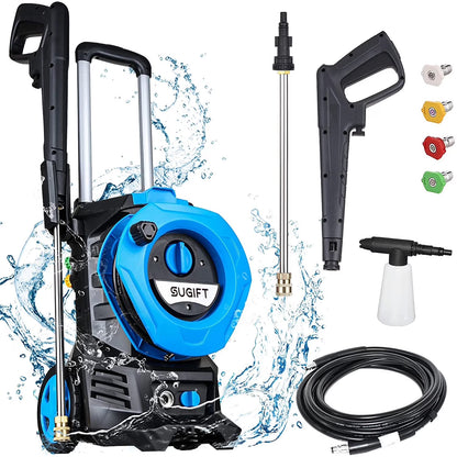 SUGIFT Electric Pressure Washer 4500PSI-Max 3.2GPM with Touch Screen Adjustable Pressure and 5 Nozzles Power Washer Cleaning for Patio,Blue