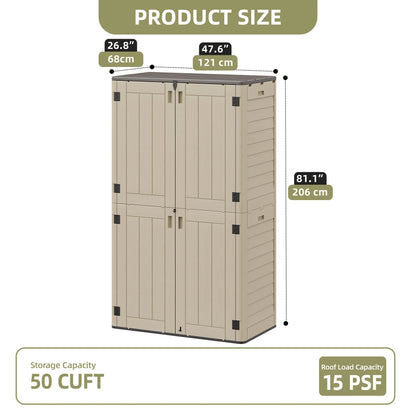 Wooflex 6.7 ft Tall Garage Cabinet with Lockable Double Doors, Resin Storage for Cleaning Supplies, Vacuums, Portable Household Organizer, Woodgrain Brown