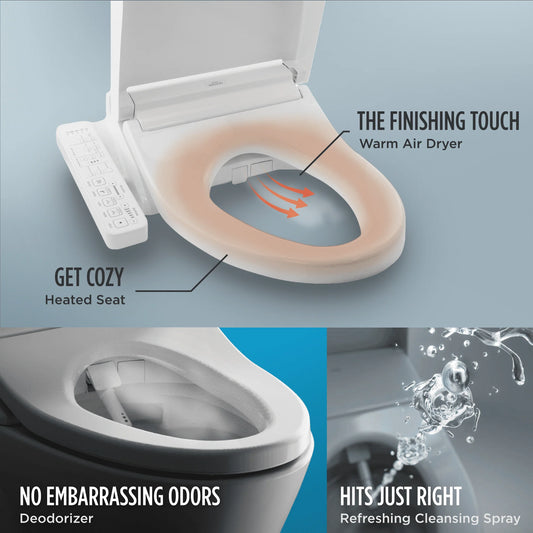 TOTO? WASHLET? C2 Electronic Bidet Toilet Seat with PREMIST and EWATER+ Wand Cleaning, Elongated, Cotton White - SW3074#01