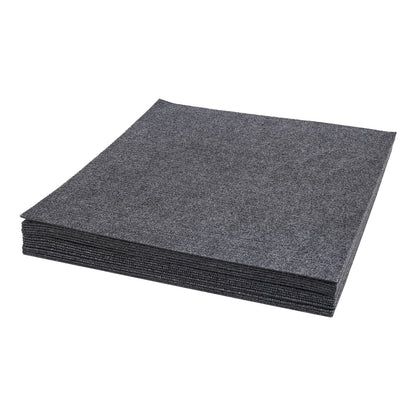 Dark Grey Carpet Tiles 24x24in, Low-Maintenance Polyester Fiber, Self-Adhesive 15-Pcs Set with Effortless Cleaning, Suitable for Hotels & Warehouses