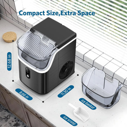 Havato Nugget Ice Makers Countertop ,35Lbs/Day, Portable Ice Machine Soft Chewable Pellet Ice with Auto-Cleaning Function for Kitchen, Office, Home,Silver