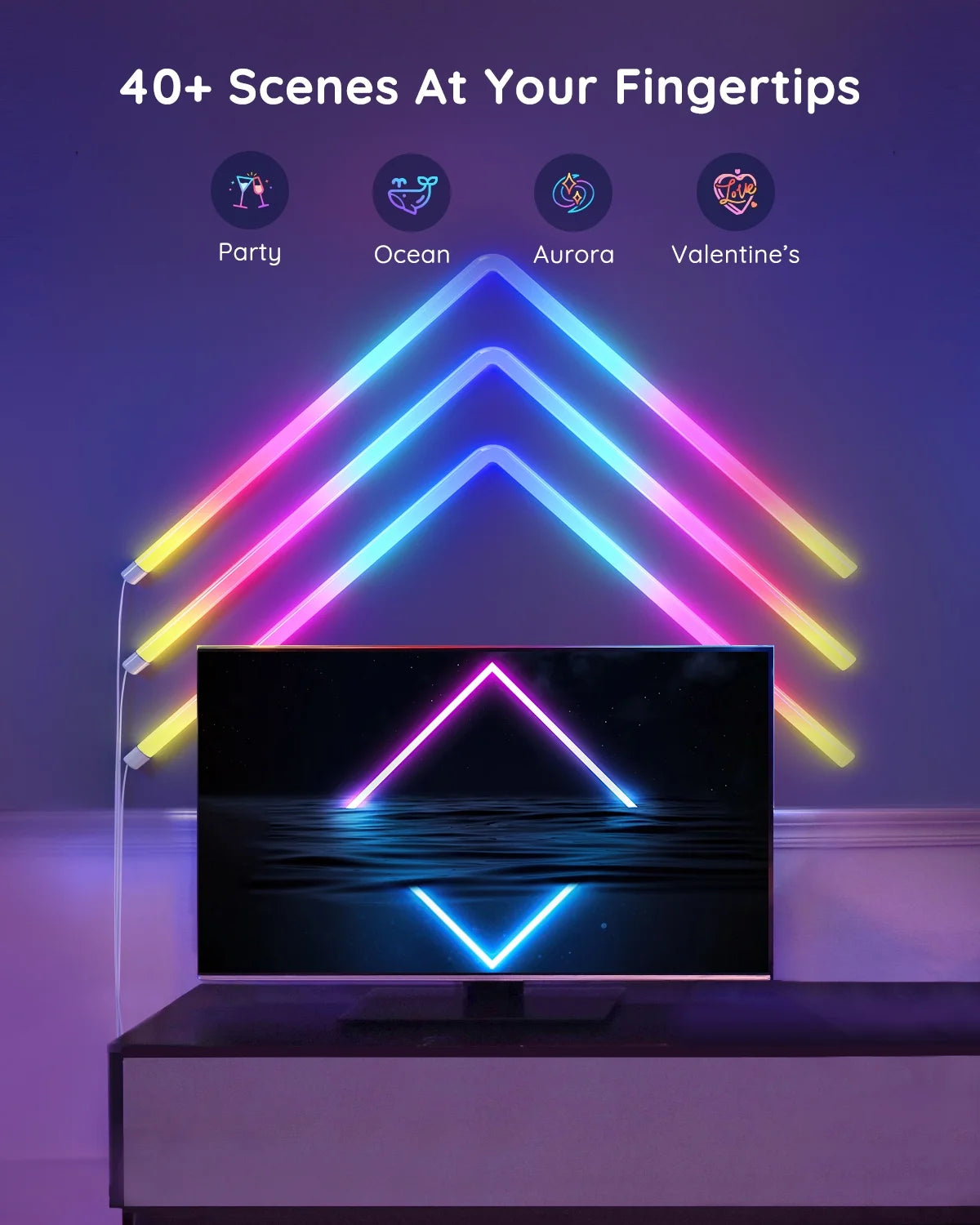 Govee Glide RGBIC Smart Wall Light, Multicolor Customizable, Music Sync LED Home Decor, 6 Pcs and 1 Corner