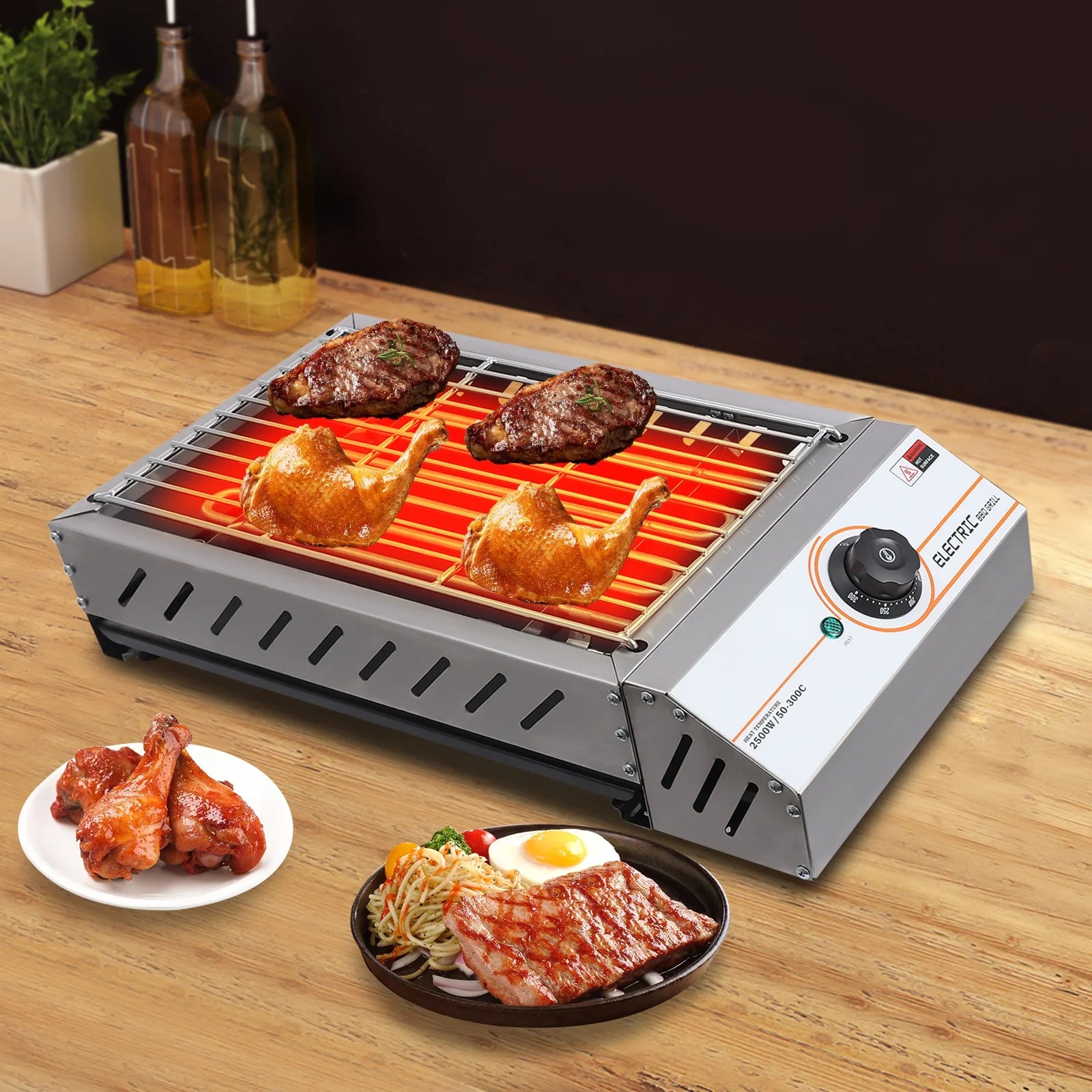 Compact Electric Griller with Adjustable Temperature, 122-572��F, Non-Stick Surface, Easy Cleaning, Perfect for Small Spaces & Countertops