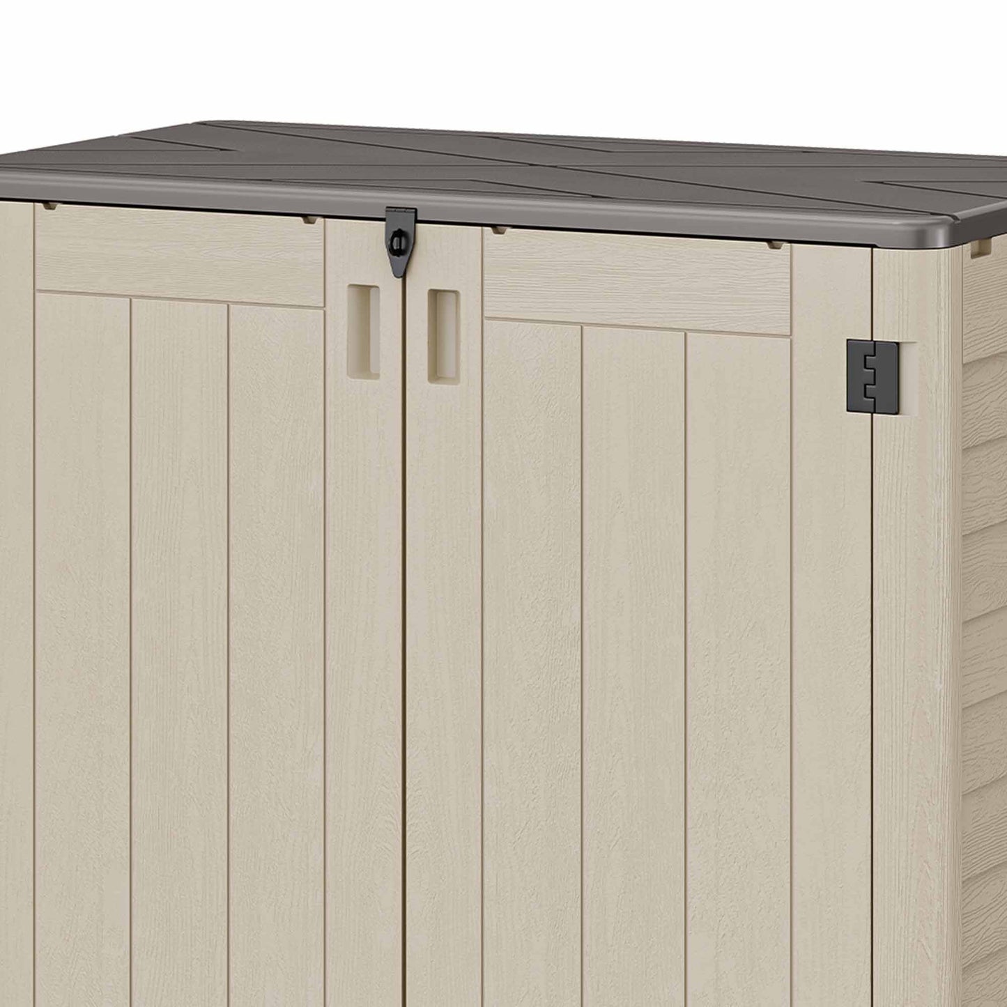 Wooflex 6.7 ft Tall Garage Cabinet with Lockable Double Doors, Resin Storage for Cleaning Supplies, Vacuums, Portable Household Organizer, Woodgrain Brown