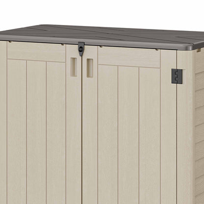 Wooflex 6.7 ft Tall Garage Cabinet with Lockable Double Doors, Resin Storage for Cleaning Supplies, Vacuums, Portable Household Organizer, Woodgrain Brown