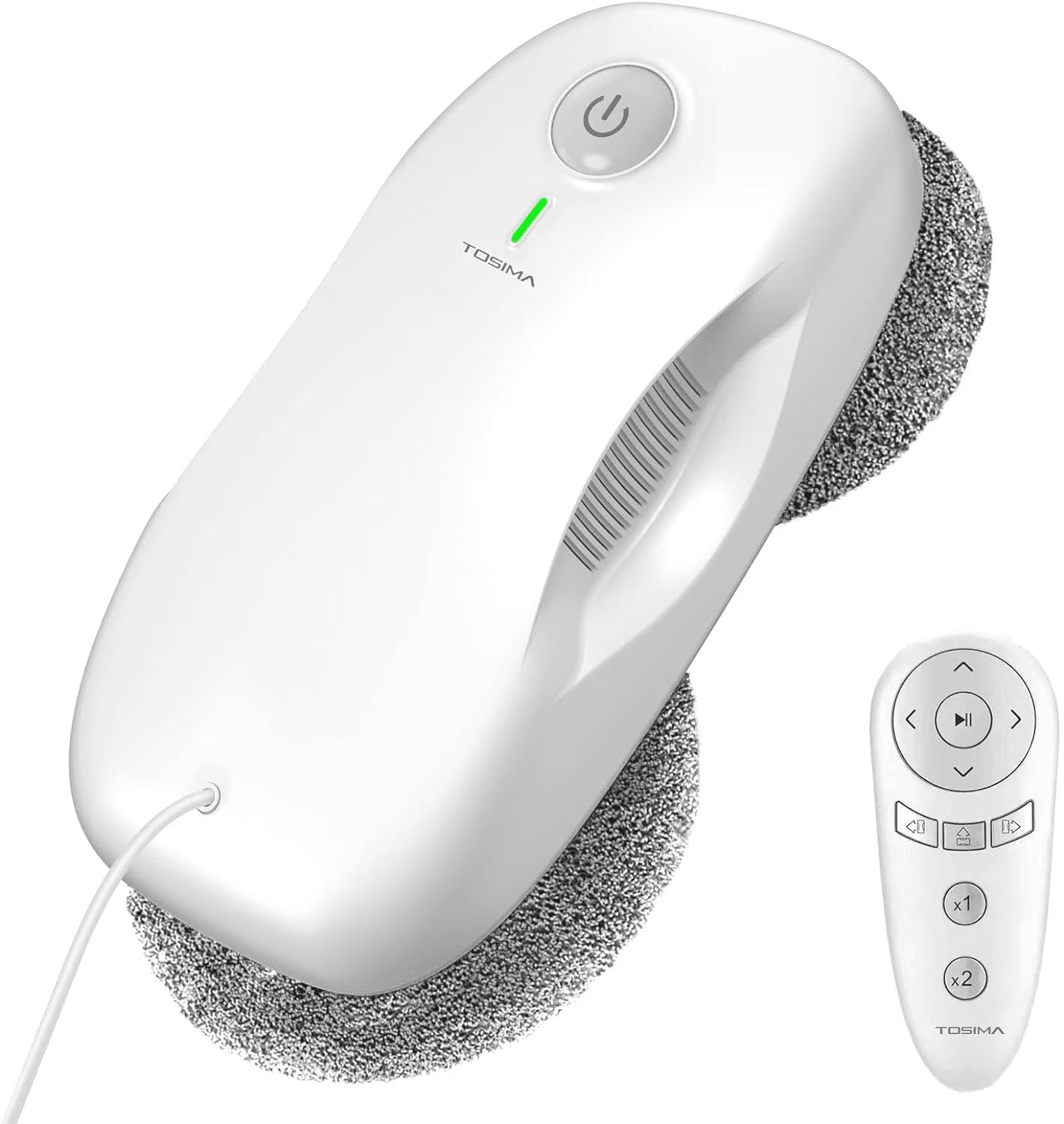 Tosima W2 Window Cleaner Robot, Automatic Cleaning with Intelligent Path Planning, 3800Pa Suction Power, Edge Detection Technology, Remote Control, White