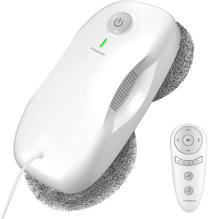 Tosima W2 Window Cleaner Robot, Automatic Cleaning with Intelligent Path Planning, 3800Pa Suction Power, Edge Detection Technology, Remote Control, White