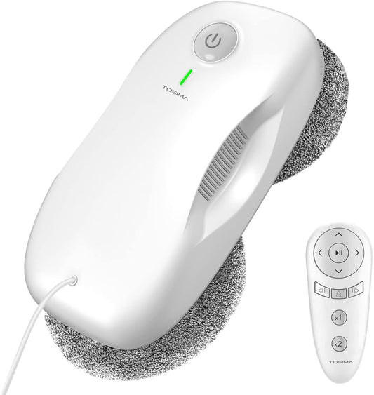 Tosima W2 Window Cleaner Robot, Automatic Cleaning with Intelligent Path Planning, 3800Pa Suction Power, Edge Detection Technology, Remote Control, White