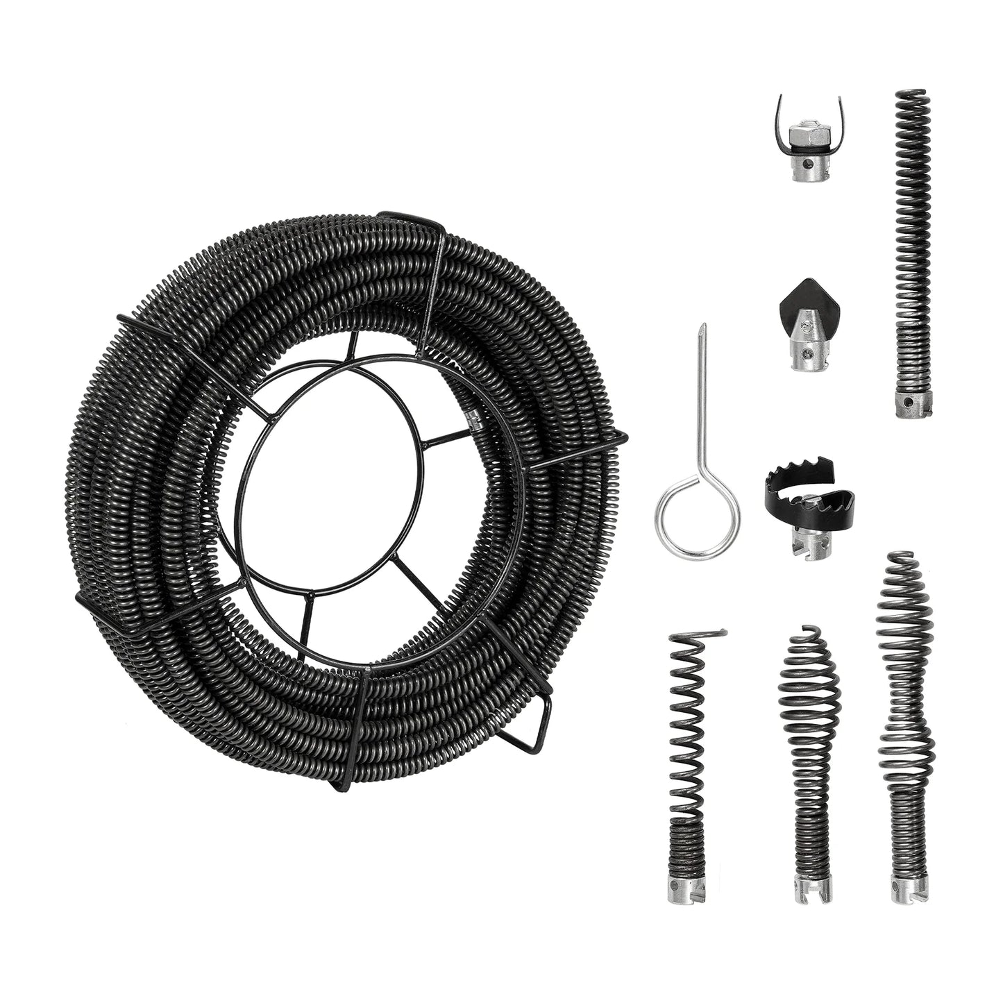 KFFKFF 100FTx5/8In & 7 Cutouts Drain Cleaning Cable for 0.8"-3.9" Pipes