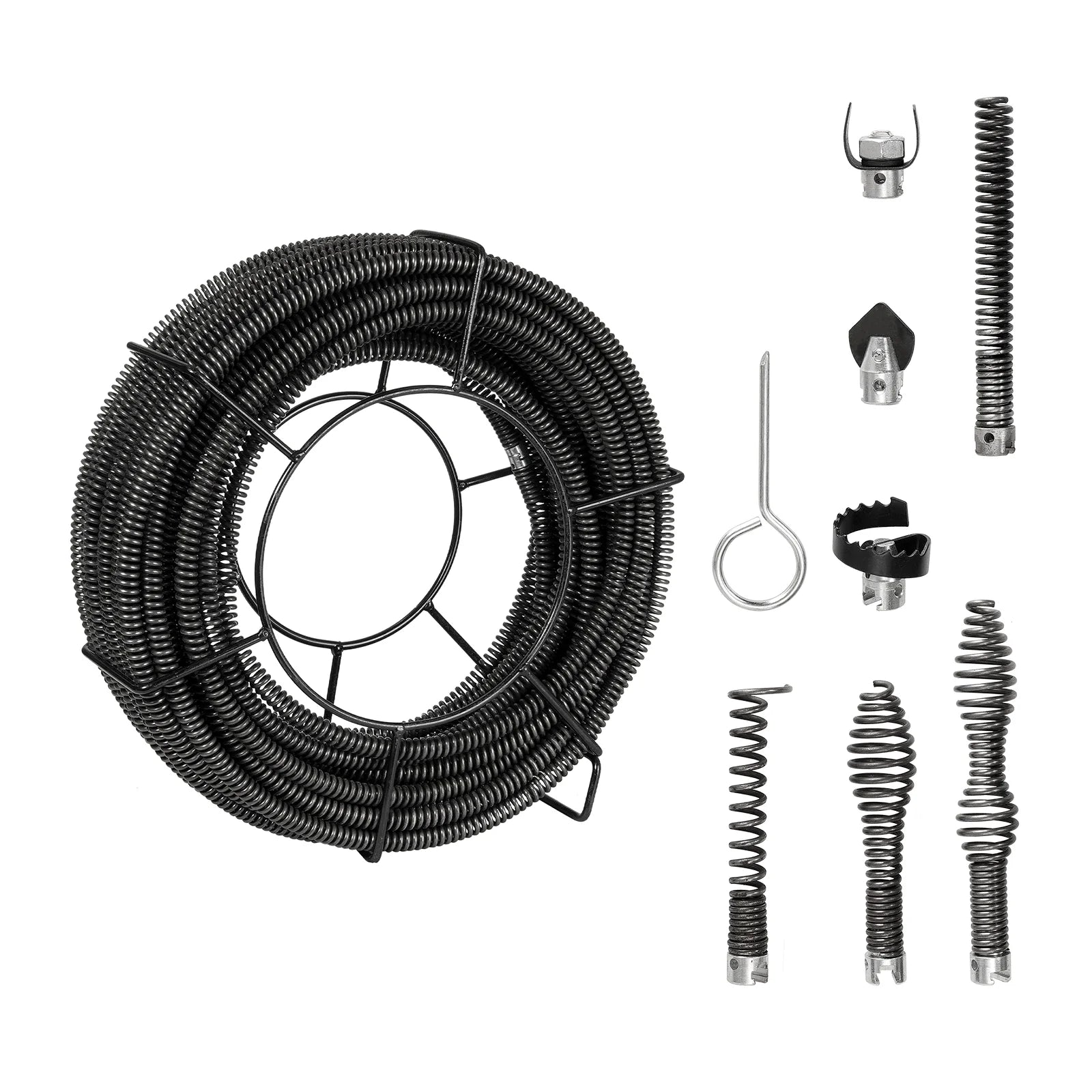 KFFKFF 100FTx5/8In & 7 Cutouts Drain Cleaning Cable for 0.8"-3.9" Pipes