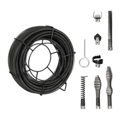 KFFKFF 100FTx5/8In & 7 Cutouts Drain Cleaning Cable for 0.8"-3.9" Pipes